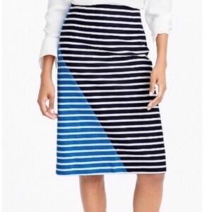 J. Crew Navy, White & Turquoise Stripe Colorblock Skirt Women's Size 4
